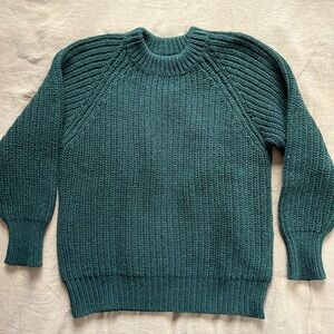 Hand knit Vintage Green Crew Neck Sweater